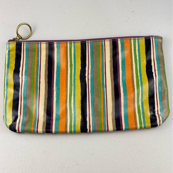 Fossil Multicolor Stripe Coated Canvas Pouch Women's Clutch Coastal Cowgirl Boho - Picture 2 of 6